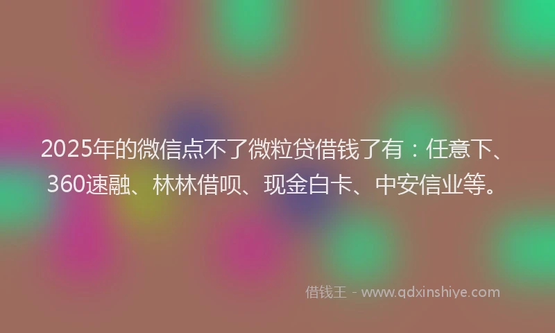 2025年的微信点不了微粒贷借钱了有：任意下、360速融、林林借呗、现金白卡、中安信业等。