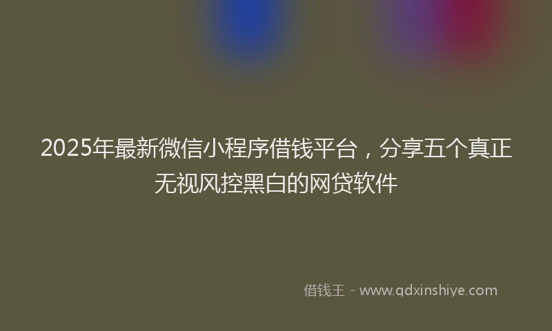 2025年最新微信小程序借钱平台，分享五个真正无视风控黑白的网贷软件
