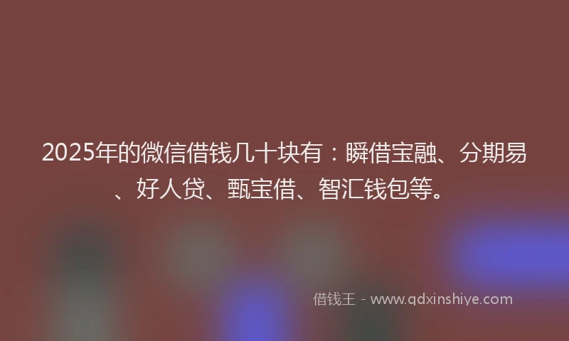 2025年的微信借钱几十块有：瞬借宝融、分期易、好人贷、甄宝借、智汇钱包等。