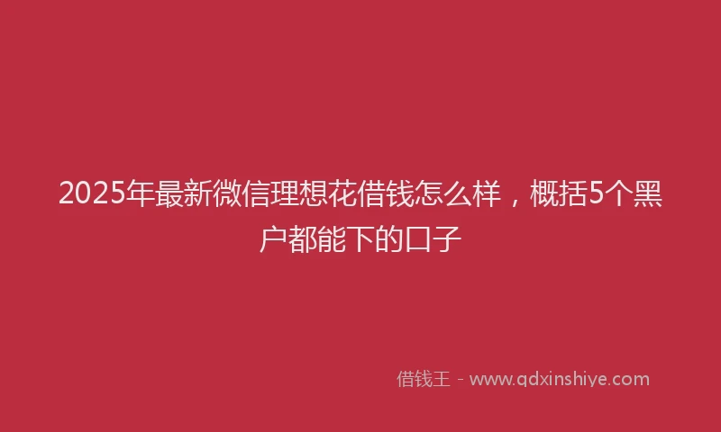 2025年最新微信理想花借钱怎么样，概括5个黑户都能下的口子