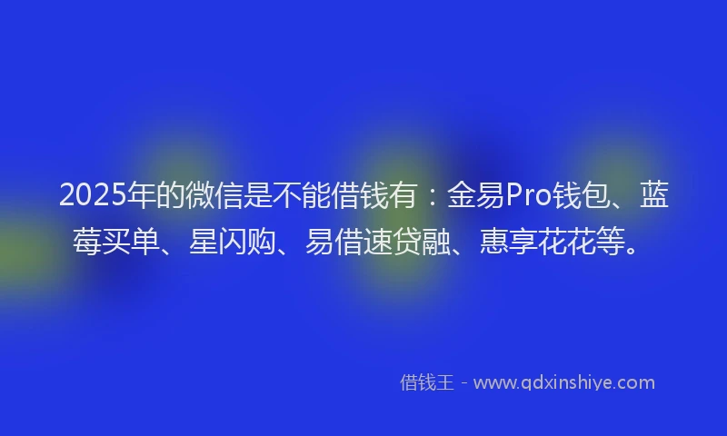 2025年的微信是不能借钱有：金易Pro钱包、蓝莓买单、星闪购、易借速贷融、惠享花花等。