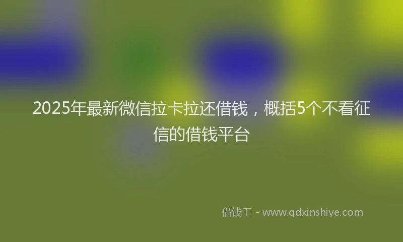 2025年最新微信拉卡拉还借钱，概括5个不看征信的借钱平台