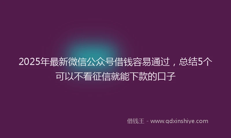 2025年最新微信公众号借钱容易通过，总结5个可以不看征信就能下款的口子