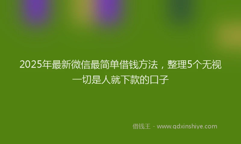 2025年最新微信最简单借钱方法，整理5个无视一切是人就下款的口子