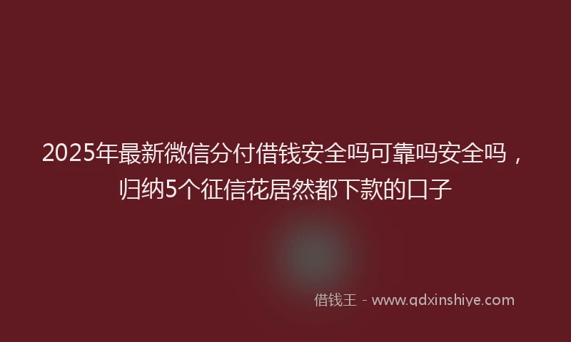 2025年最新微信分付借钱安全吗可靠吗安全吗，归纳5个征信花居然都下款的口子