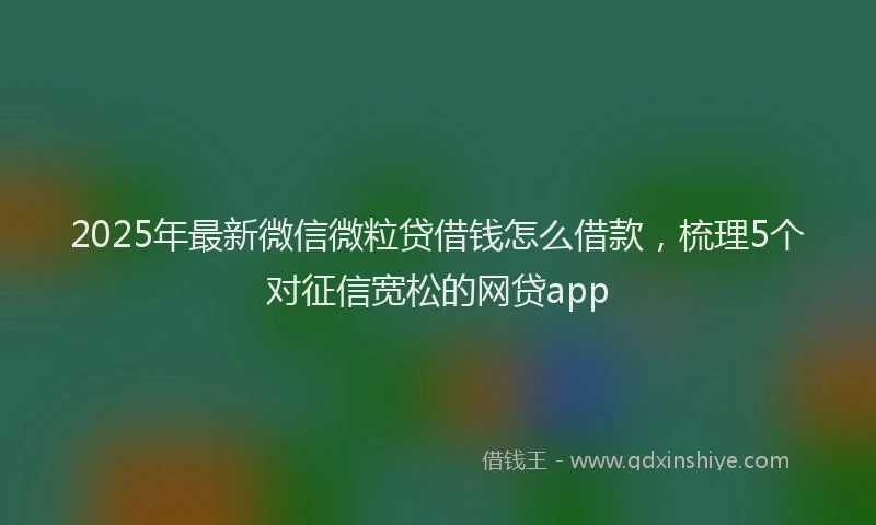 2025年最新微信微粒贷借钱怎么借款，梳理5个对征信宽松的网贷app