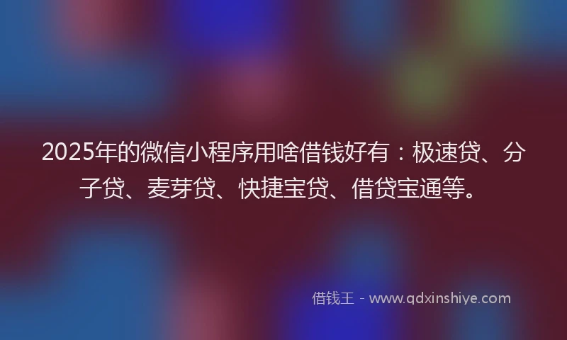 2025年的微信小程序用啥借钱好有：极速贷、分子贷、麦芽贷、快捷宝贷、借贷宝通等。