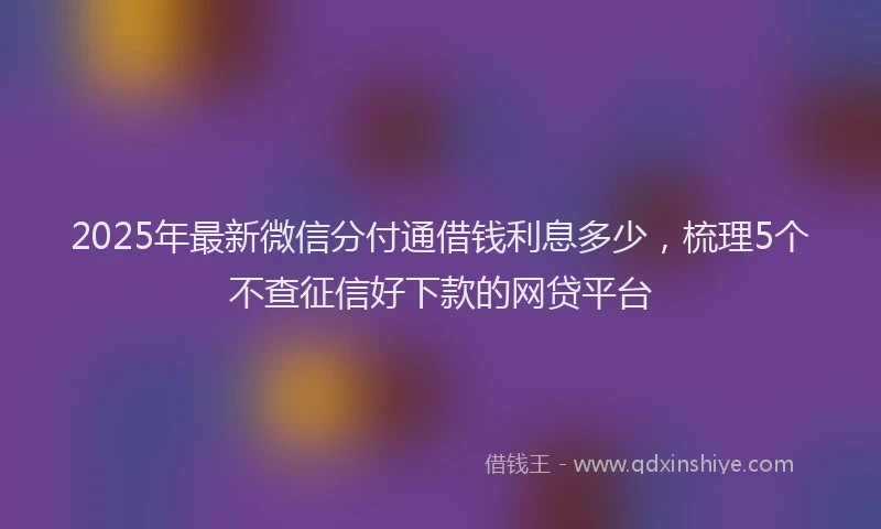 2025年最新微信分付通借钱利息多少，梳理5个不查征信好下款的网贷平台