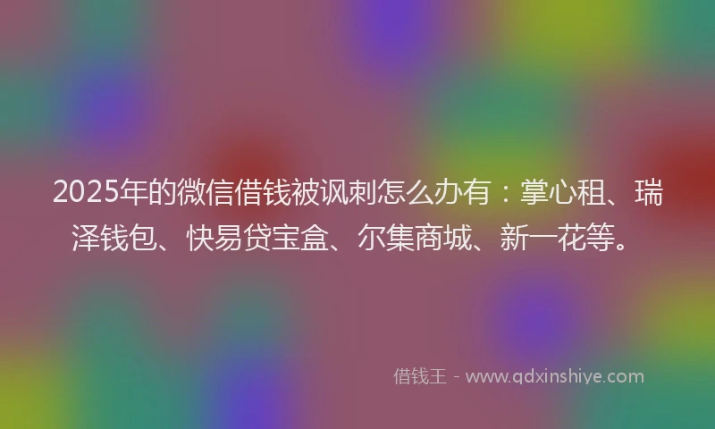 2025年的微信借钱被讽刺怎么办有：掌心租、瑞泽钱包、快易贷宝盒、尔集商城、新一花等。