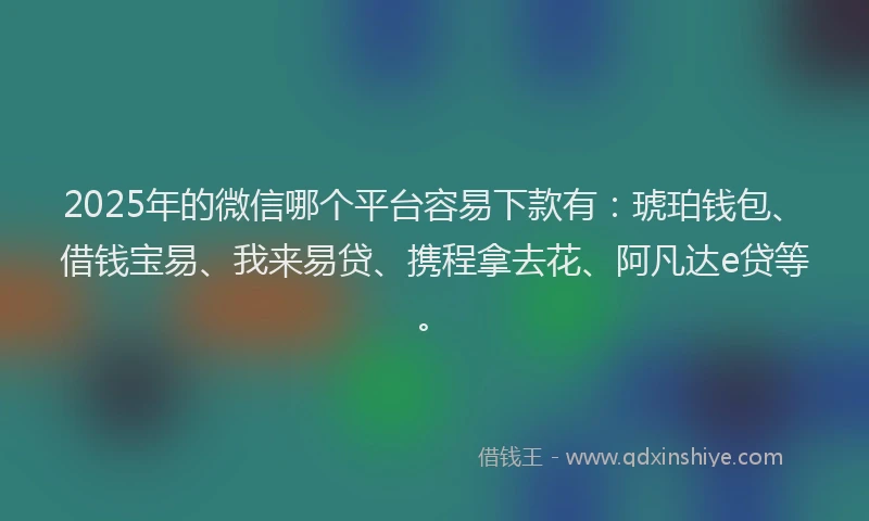 2025年的微信哪个平台容易下款有：琥珀钱包、借钱宝易、我来易贷、携程拿去花、阿凡达e贷等。