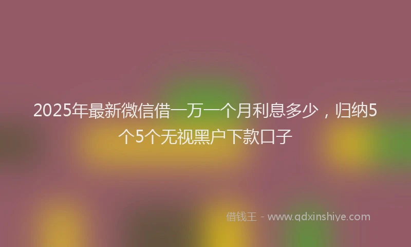 2025年最新微信借一万一个月利息多少，归纳5个5个无视黑户下款口子