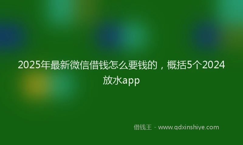 2025年最新微信借钱怎么要钱的，概括5个2024放水app