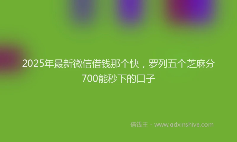 2025年最新微信借钱那个快，罗列五个芝麻分700能秒下的口子
