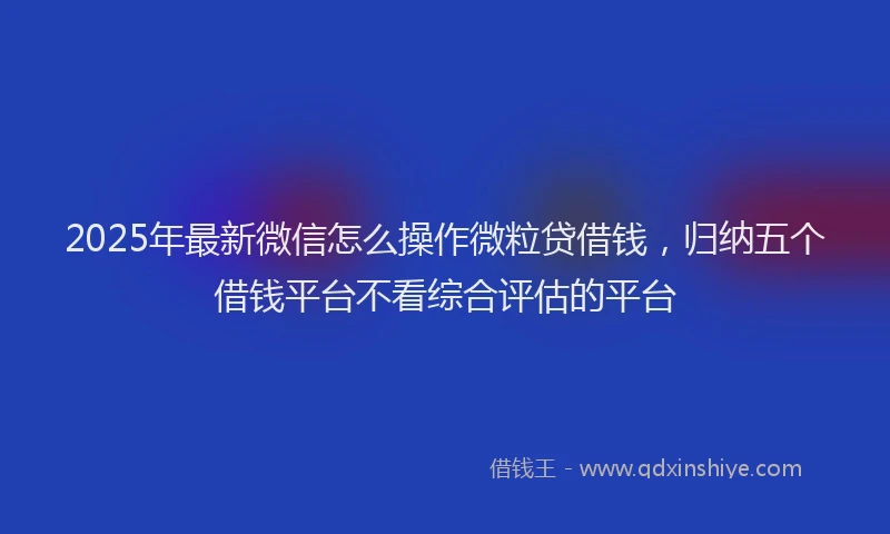 2025年最新微信怎么操作微粒贷借钱，归纳五个借钱平台不看综合评估的平台