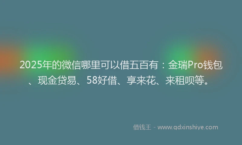 2025年的微信哪里可以借五百有：金瑞Pro钱包、现金贷易、58好借、享来花、来租呗等。