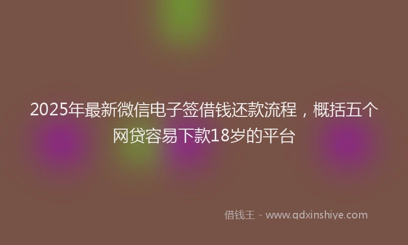 2025年最新微信电子签借钱还款流程，概括五个网贷容易下款18岁的平台