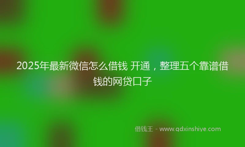 2025年最新微信怎么借钱 开通，整理五个靠谱借钱的网贷口子