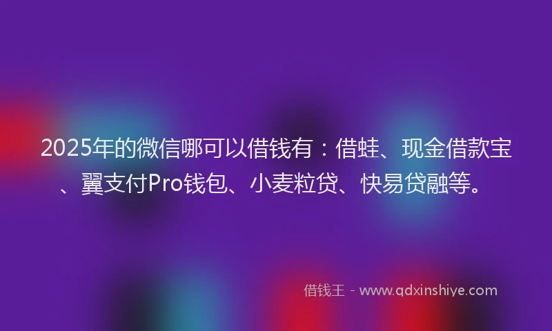 2025年的微信哪可以借钱有：借蛙、现金借款宝、翼支付Pro钱包、小麦粒贷、快易贷融等。