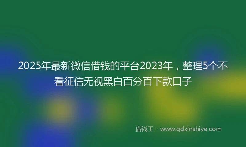 2025年最新微信借钱的平台2023年，整理5个不看征信无视黑白百分百下款口子