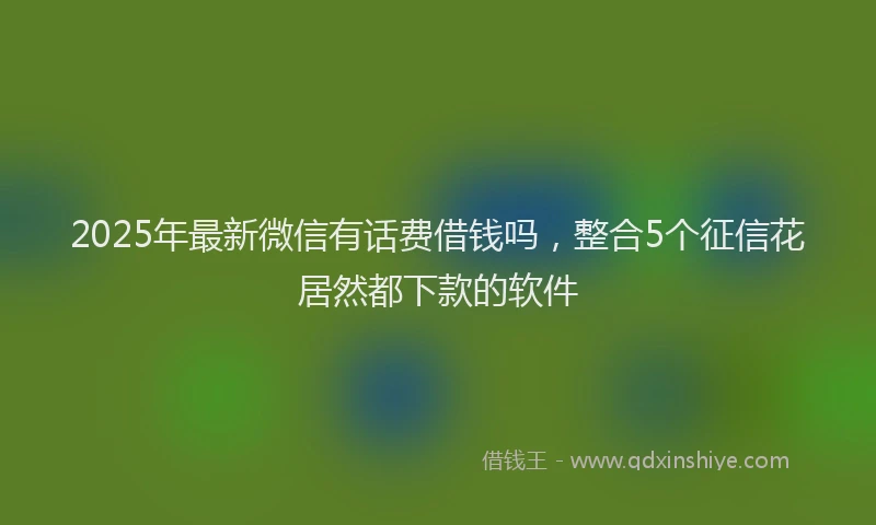 2025年最新微信有话费借钱吗，整合5个征信花居然都下款的软件
