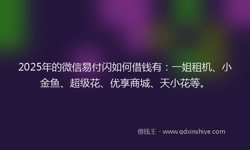 2025年的微信易付闪如何借钱有：一姐租机、小金鱼、超级花、优享商城、天小花等。