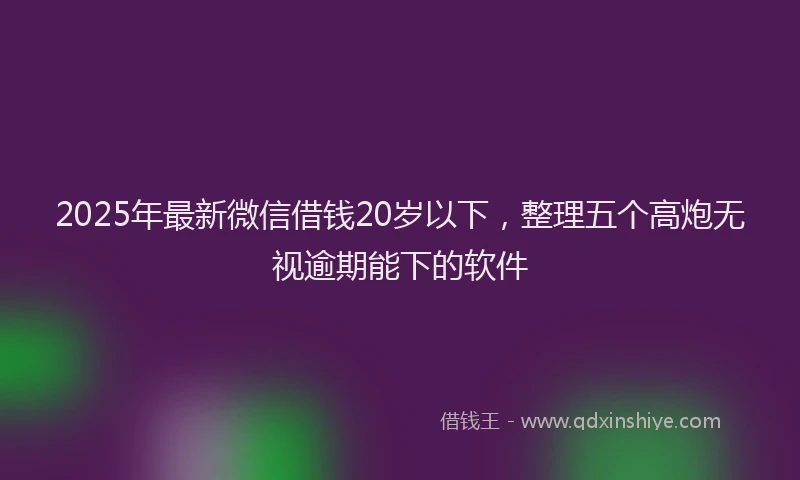 2025年最新微信借钱20岁以下，整理五个高炮无视逾期能下的软件