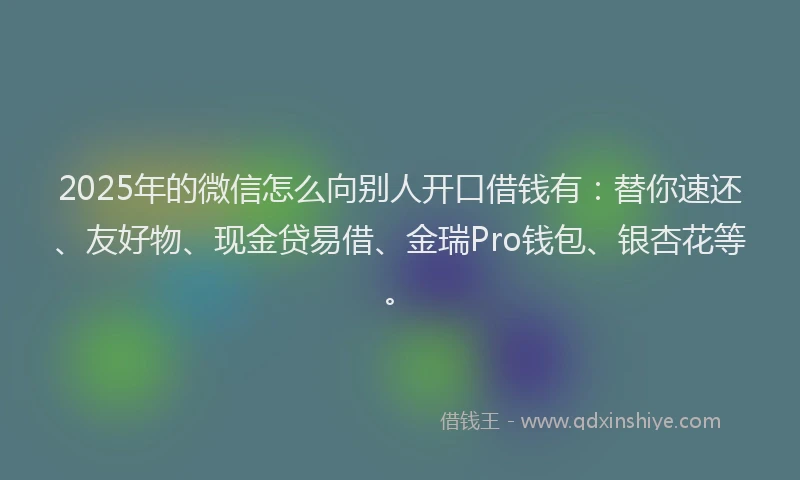 2025年的微信怎么向别人开口借钱有：替你速还、友好物、现金贷易借、金瑞Pro钱包、银杏花等。
