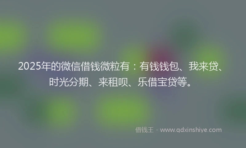 2025年的微信借钱微粒有：有钱钱包、我来贷、时光分期、来租呗、乐借宝贷等。