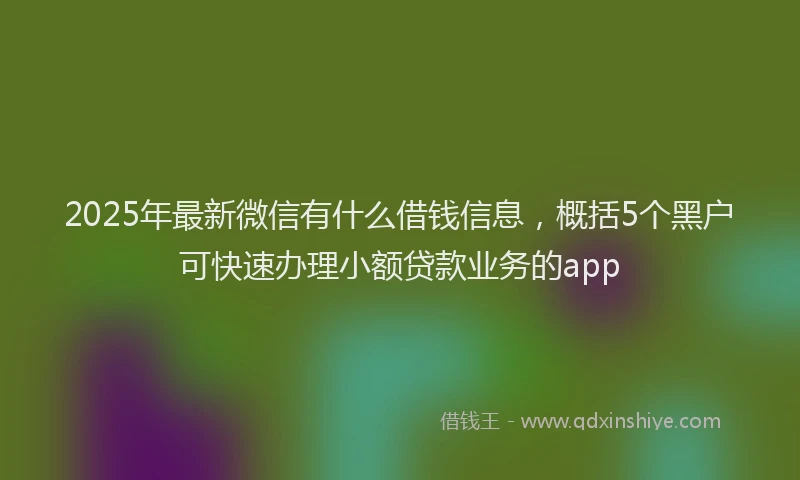 2025年最新微信有什么借钱信息，概括5个黑户可快速办理小额贷款业务的app