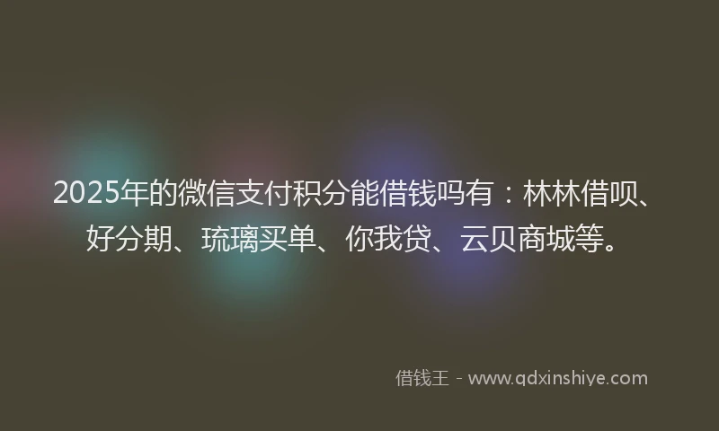 2025年的微信支付积分能借钱吗有：林林借呗、好分期、琉璃买单、你我贷、云贝商城等。