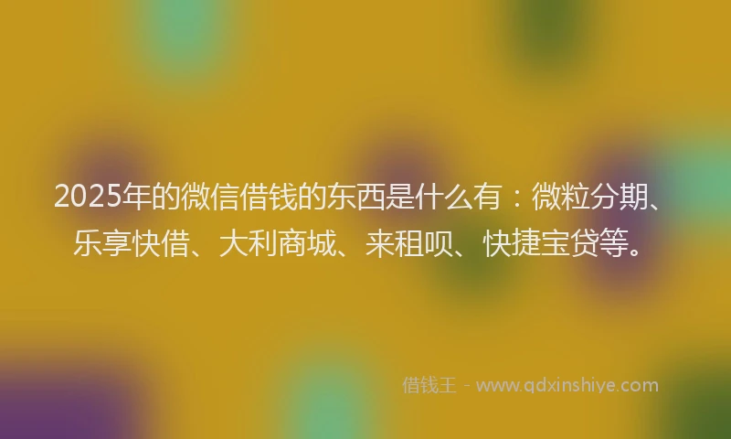 2025年的微信借钱的东西是什么有：微粒分期、乐享快借、大利商城、来租呗、快捷宝贷等。