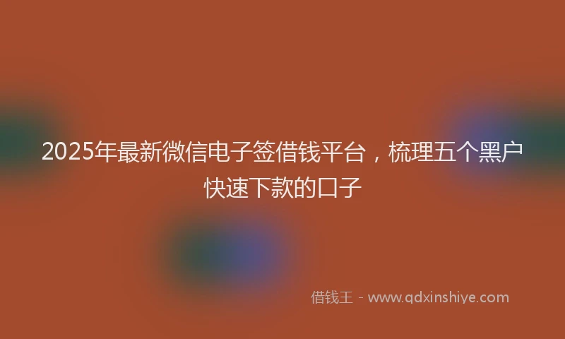 2025年最新微信电子签借钱平台，梳理五个黑户快速下款的口子