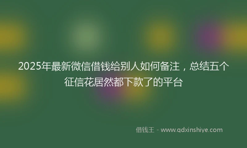 2025年最新微信借钱给别人如何备注，总结五个征信花居然都下款了的平台