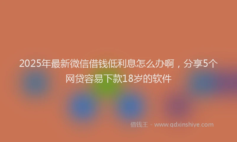 2025年最新微信借钱低利息怎么办啊，分享5个网贷容易下款18岁的软件