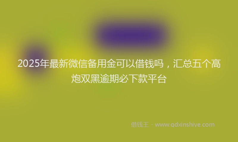 2025年最新微信备用金可以借钱吗，汇总五个高炮双黑逾期必下款平台