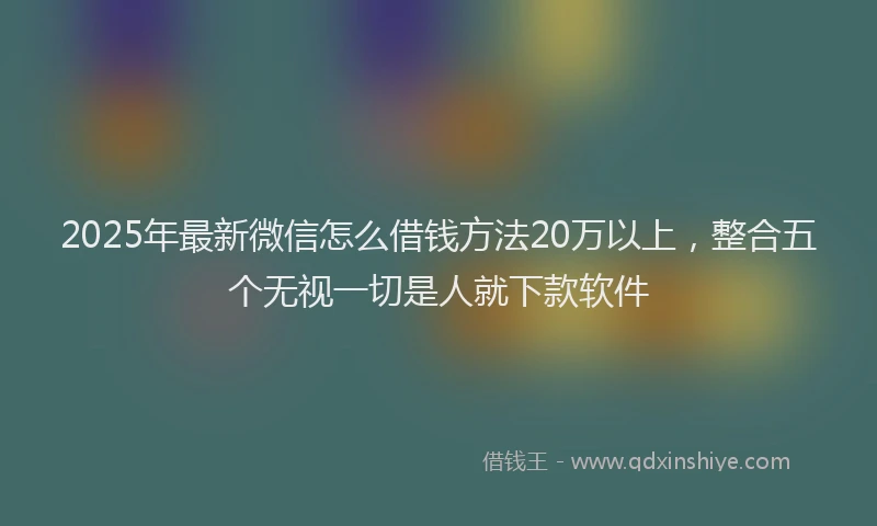 2025年最新微信怎么借钱方法20万以上，整合五个无视一切是人就下款软件