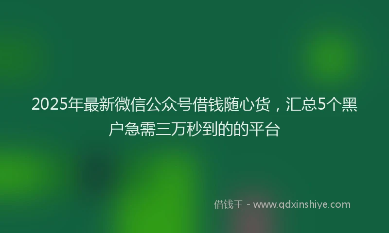 2025年最新微信公众号借钱随心货，汇总5个黑户急需三万秒到的的平台