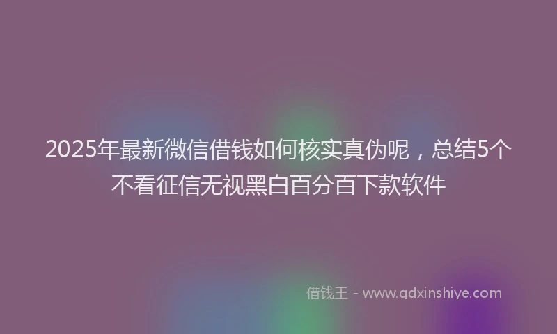 2025年最新微信借钱如何核实真伪呢，总结5个不看征信无视黑白百分百下款软件