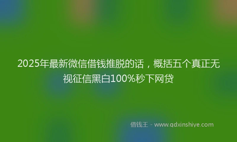2025年最新微信借钱推脱的话，概括五个真正无视征信黑白100%秒下网贷