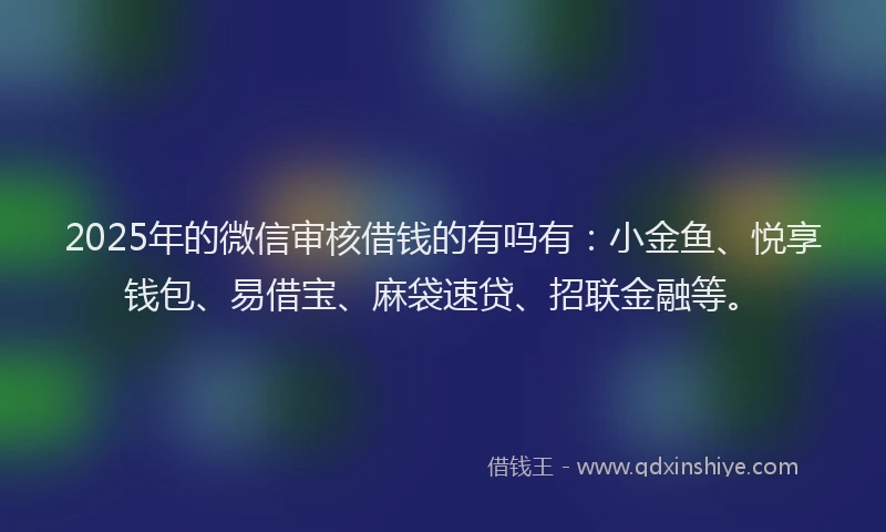 2025年的微信审核借钱的有吗有：小金鱼、悦享钱包、易借宝、麻袋速贷、招联金融等。