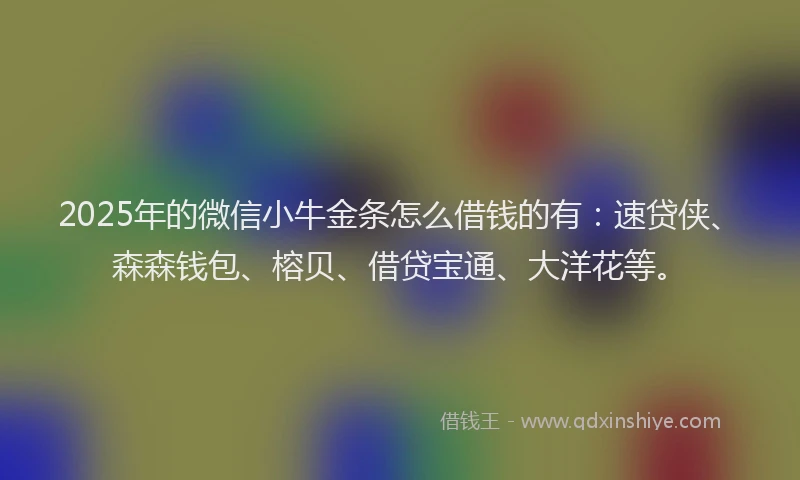 2025年的微信小牛金条怎么借钱的有：速贷侠、森森钱包、榕贝、借贷宝通、大洋花等。