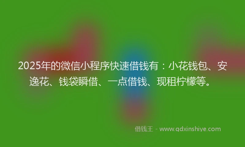2025年的微信小程序快速借钱有：小花钱包、安逸花、钱袋瞬借、一点借钱、现租柠檬等。