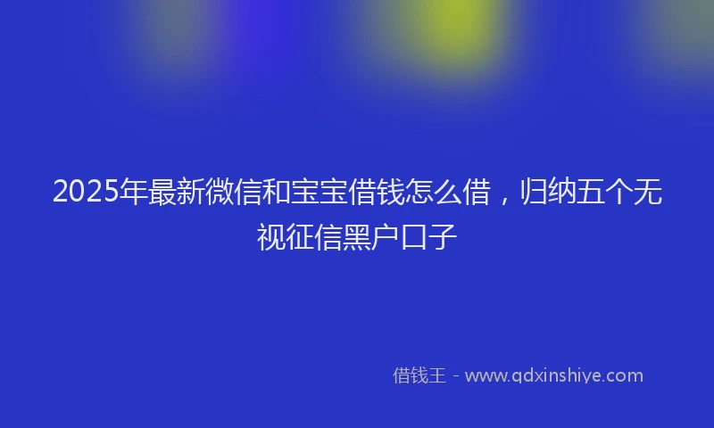 2025年最新微信和宝宝借钱怎么借，归纳五个无视征信黑户口子