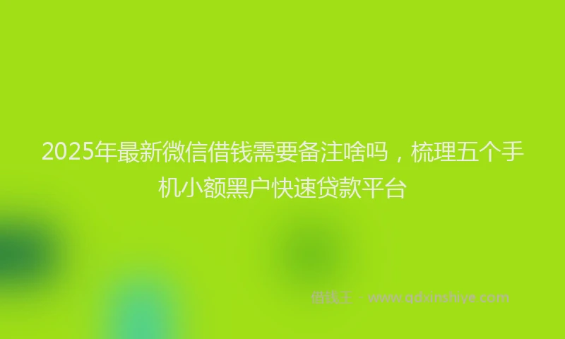 2025年最新微信借钱需要备注啥吗，梳理五个手机小额黑户快速贷款平台
