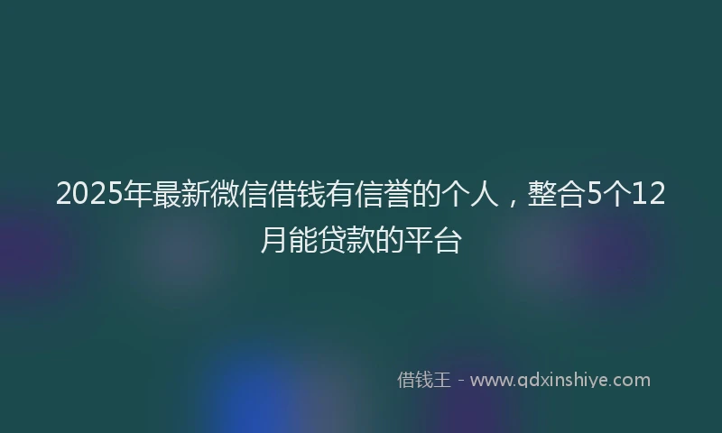 2025年最新微信借钱有信誉的个人，整合5个12月能贷款的平台