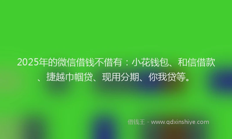 2025年的微信借钱不借有：小花钱包、和信借款、捷越巾帼贷、现用分期、你我贷等。