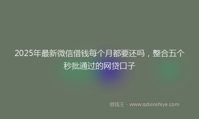 2025年最新微信借钱每个月都要还吗，整合五个秒批通过的网贷口子