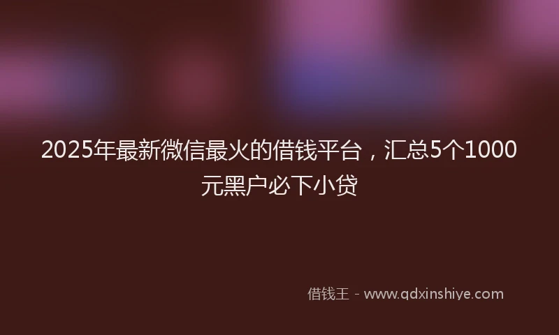 2025年最新微信最火的借钱平台，汇总5个1000元黑户必下小贷