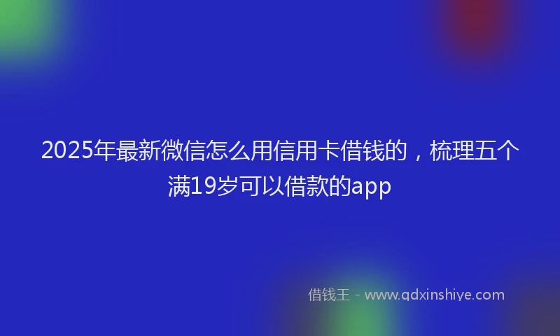 2025年最新微信怎么用信用卡借钱的，梳理五个满19岁可以借款的app