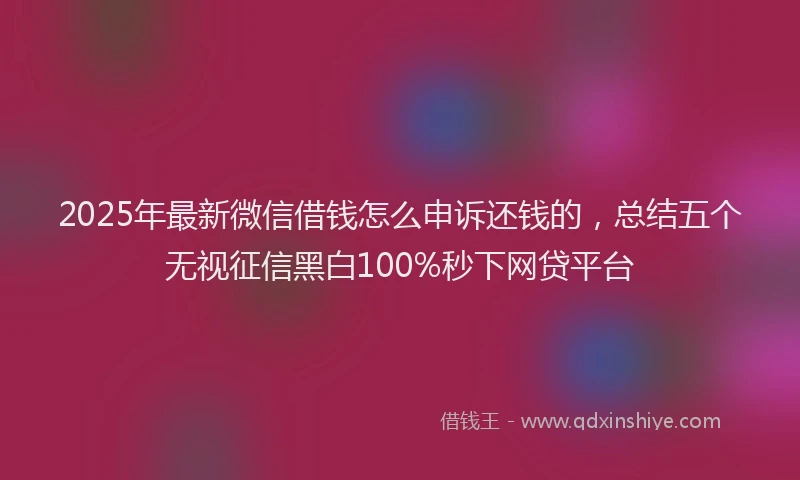 2025年最新微信借钱怎么申诉还钱的，总结五个无视征信黑白100%秒下网贷平台